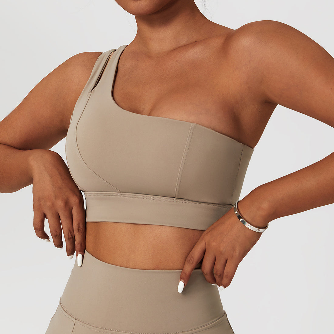 Sports Bra One Piece Rib One Shoulder – Elastic Shock Proof