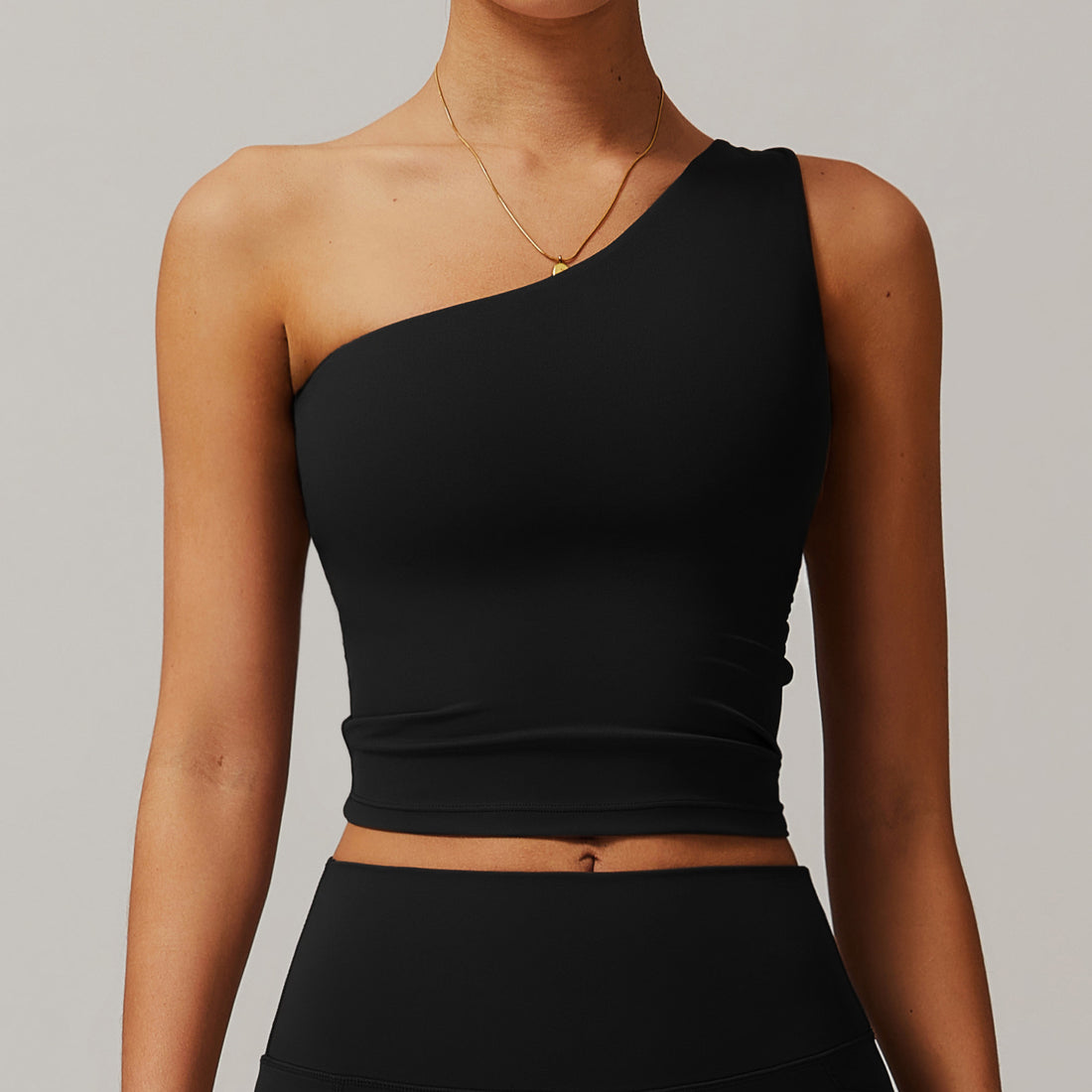 Oblique Single Shoulder Waist-Cinching Yoga Tank Top Quick-Dry Sports Shaping Underwear Running Fitness Tank Top for Women